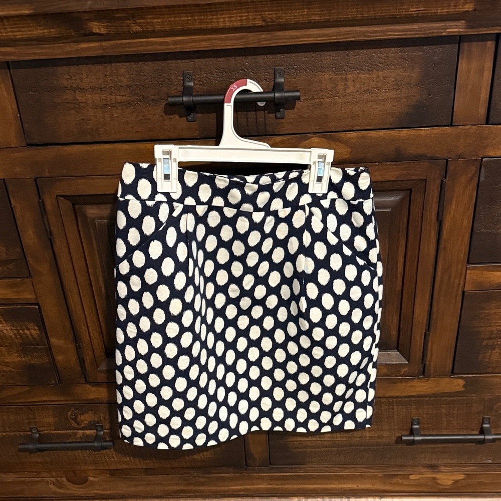 LOFT Black and White Polka Dot Mini Skirt